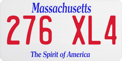 MA license plate 276XL4