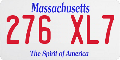 MA license plate 276XL7