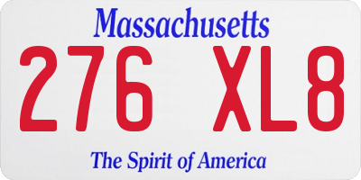 MA license plate 276XL8