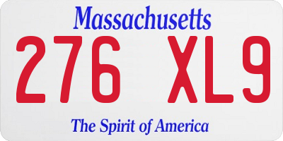 MA license plate 276XL9