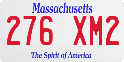 MA license plate 276XM2