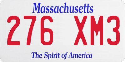 MA license plate 276XM3