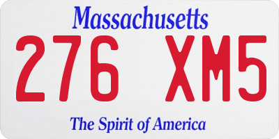 MA license plate 276XM5