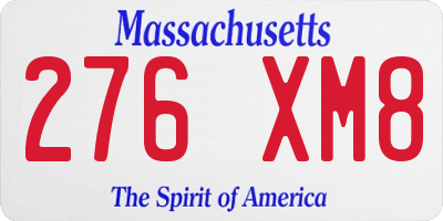 MA license plate 276XM8