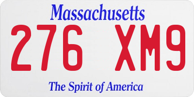 MA license plate 276XM9