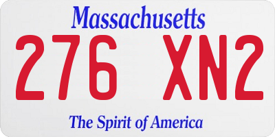 MA license plate 276XN2