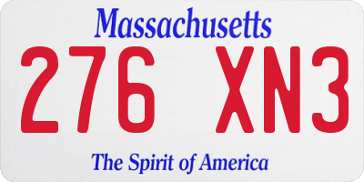 MA license plate 276XN3