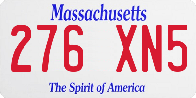 MA license plate 276XN5