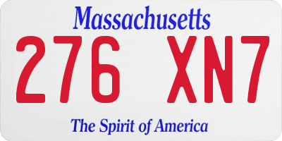 MA license plate 276XN7