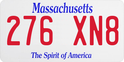 MA license plate 276XN8