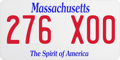 MA license plate 276XO0