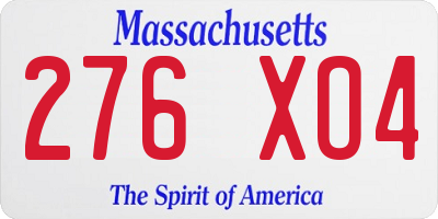 MA license plate 276XO4