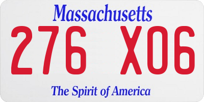 MA license plate 276XO6