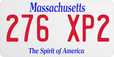MA license plate 276XP2