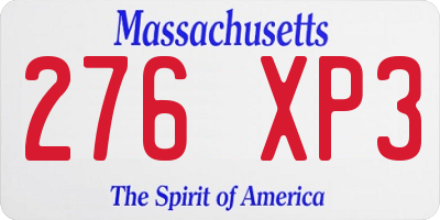 MA license plate 276XP3