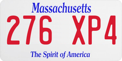 MA license plate 276XP4