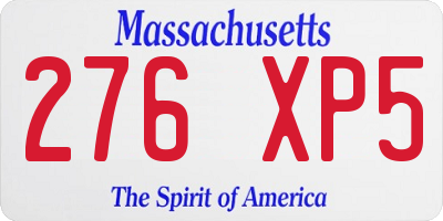 MA license plate 276XP5