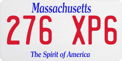 MA license plate 276XP6