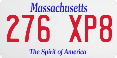 MA license plate 276XP8