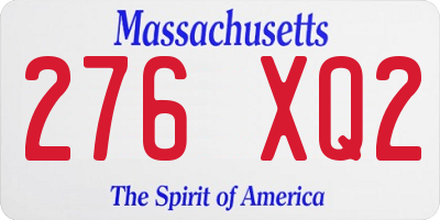 MA license plate 276XQ2