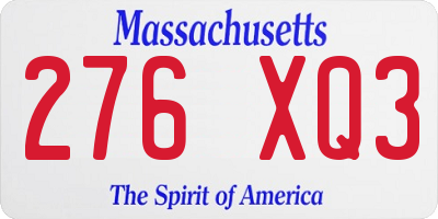 MA license plate 276XQ3