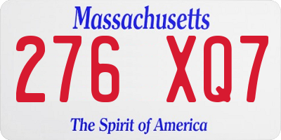 MA license plate 276XQ7