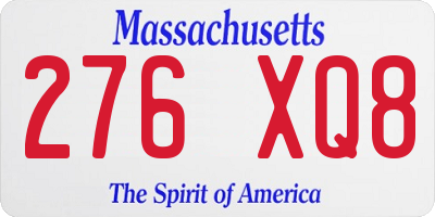 MA license plate 276XQ8