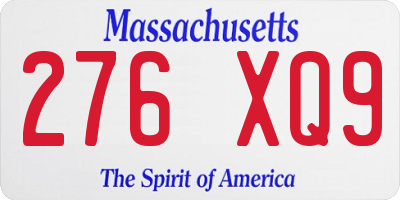 MA license plate 276XQ9