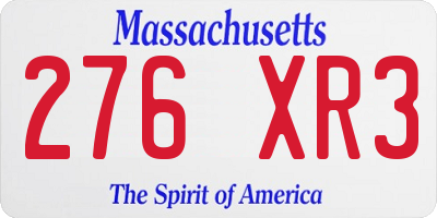 MA license plate 276XR3