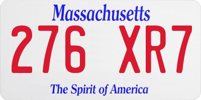 MA license plate 276XR7