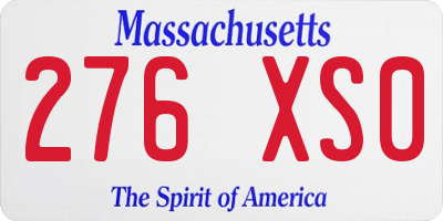 MA license plate 276XS0