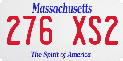 MA license plate 276XS2