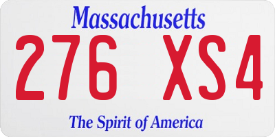 MA license plate 276XS4