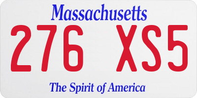 MA license plate 276XS5
