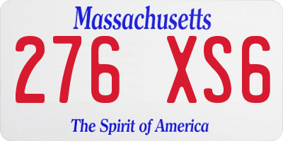 MA license plate 276XS6