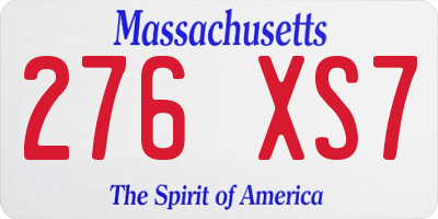 MA license plate 276XS7