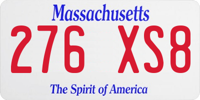 MA license plate 276XS8