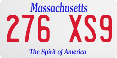 MA license plate 276XS9