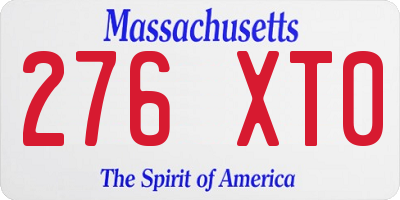MA license plate 276XT0