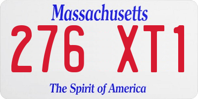 MA license plate 276XT1