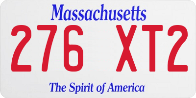 MA license plate 276XT2