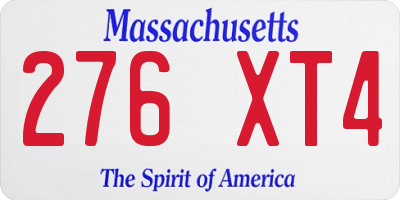 MA license plate 276XT4