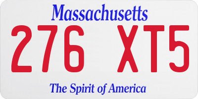 MA license plate 276XT5