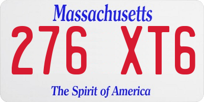 MA license plate 276XT6