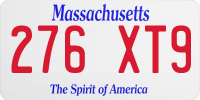 MA license plate 276XT9