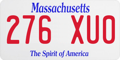 MA license plate 276XU0