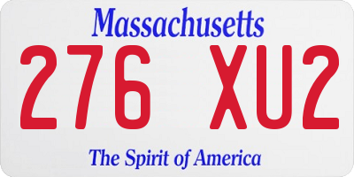 MA license plate 276XU2