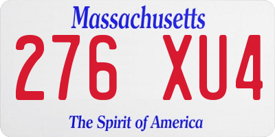 MA license plate 276XU4