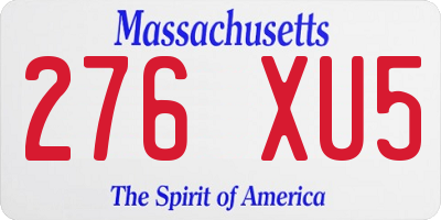 MA license plate 276XU5