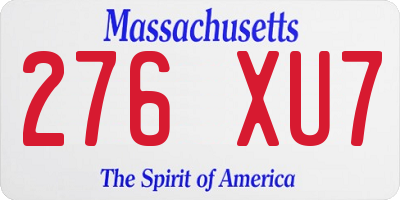 MA license plate 276XU7